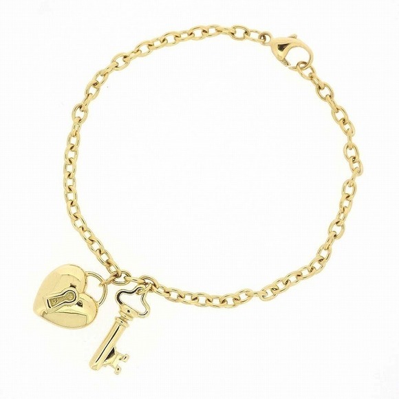 Tiffany Heart Lock Key Bracelet Yellow Gold - Picture 1 of 1